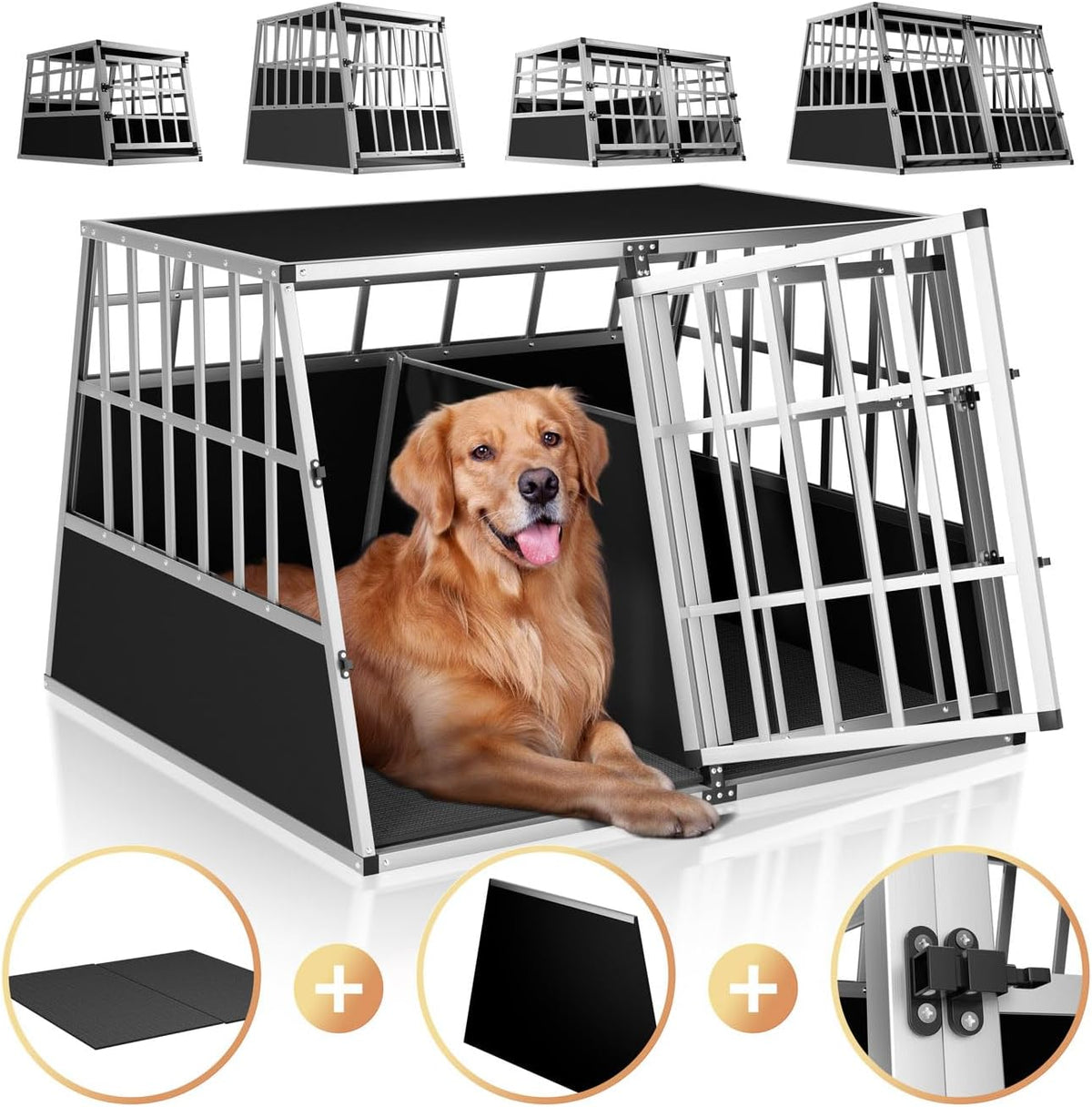 dog transport box XXL - Aluminium - lockable - transport box 97x90x70 cm - car - QUORE