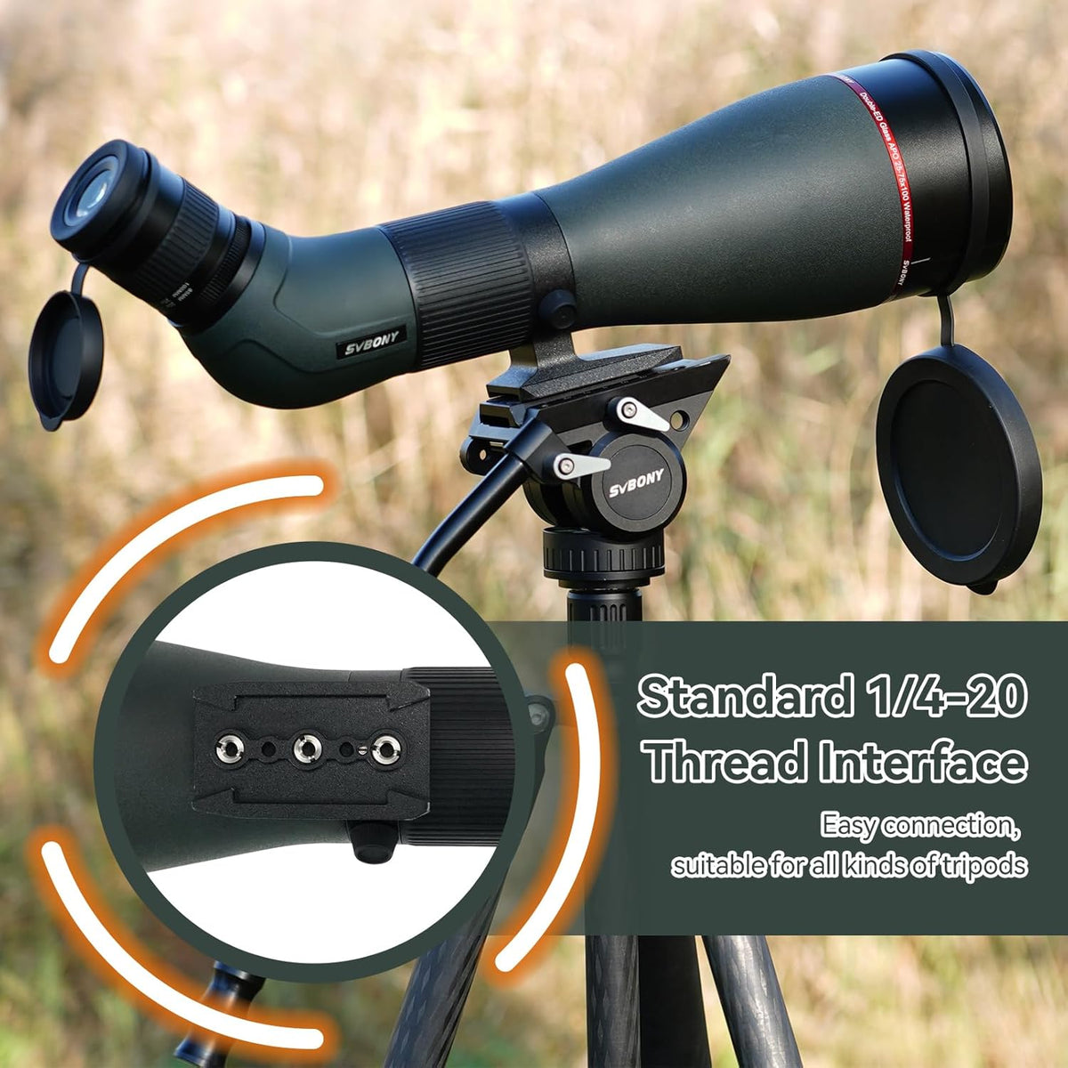 Svbony SA401 APO Spotting Scope, 25-75x100mm Apochromatisch Dubbele ED Objectieflens FMC Birding Scope, Digiscoping Compatibel met WiFi Camera SC001 for Bird Watching Wild Landscape Shooting Target