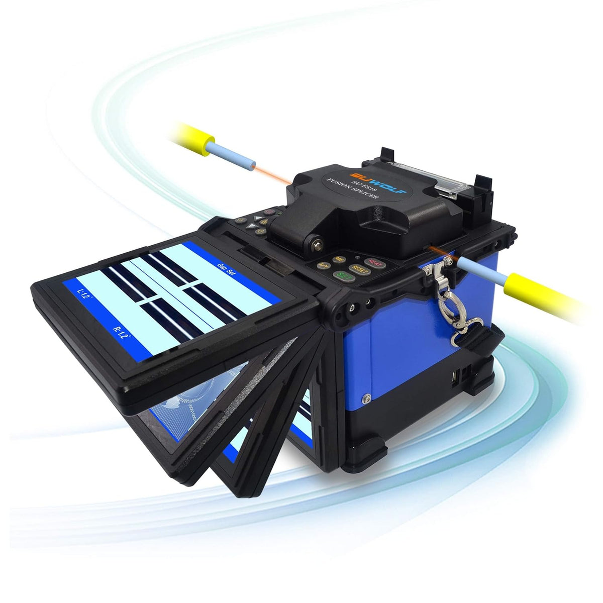 5" LCD Hohe Präzision Glasvezel Optische Lasmachine/Fiber Optische Fusion Splicer/Kern-zu-Kern Ausrichten Glasfaser Spleißen Technik für SM MM NZ-DS EDF Glasfaser mit Faserschneider (FS18-5)