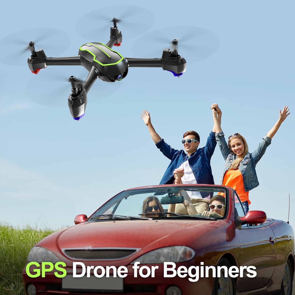 Loolinn | GPS Drone met HD 1080P Camera voor Beginnersdrone - RC Quadcopter met 1080p Camera, Volgmodus, GPS Automatische Terugkeer, 32 Minuten Vliegtijd (Cadeau voor Beginners)