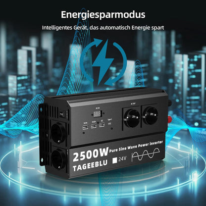 2000W zuivere sinus omvormer 24v 220v vrachtwagen, transformator 24v 220v met LCD-scherm, 4 EU-stopcontacten