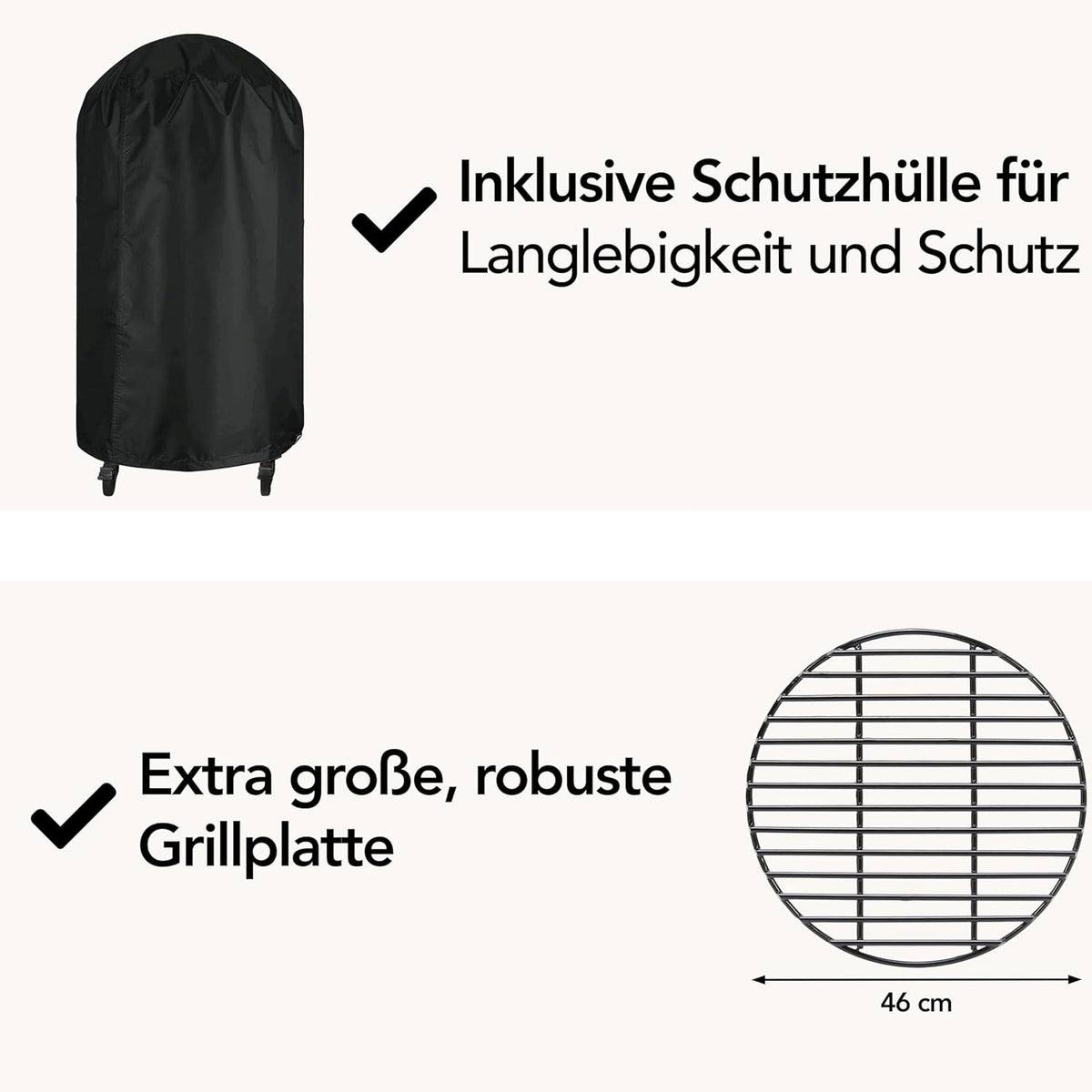 Aviro Kamado BBQ Egg XL - 21,6 Inch - Inclusief Hoes - Tot 10 Personen - Houtskoolbarbecue - Ø 46 CM - Zwart