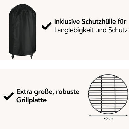 Aviro Kamado BBQ Egg XL - 21,6 Inch - Inclusief Hoes - Tot 10 Personen - Houtskoolbarbecue - Ø 46 CM - Zwart