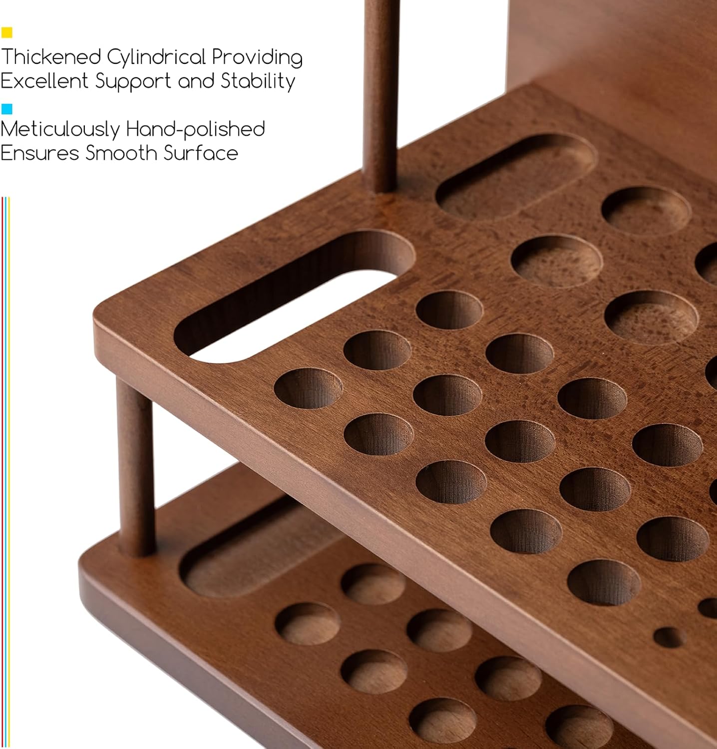 MEEDEN PRO Brush Holder, 2 Tier Wooden Brush Organizer for Large Capacity Art Supplies Storage for Computer, Crafts - QUORE