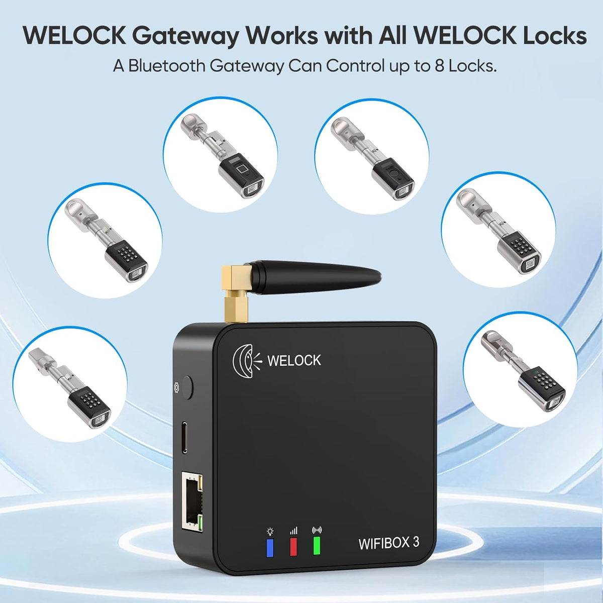 Welok Smart Wifibox3, afstandontgrendeling, verbinding met Alexa, comfortabel en intelligent, geschikt voor alle Welok elektronisch deurslot