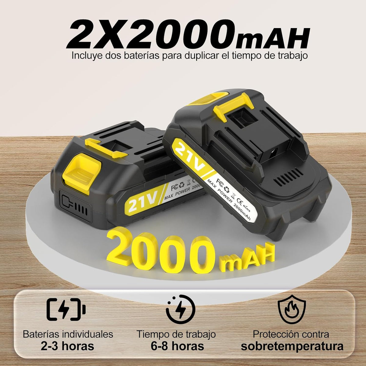 Elektrische tuinschaar, 21 V, 800 W, 2 oplaadbare lithiumbatterijen, 2000 mAh, opladen 2 uur, gebruiksduur 4 uur, maximale snijdiameter 30 mm, voor het snoeien van takken