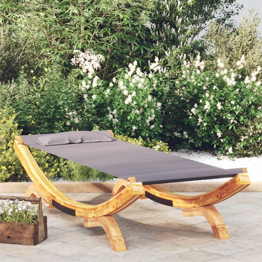 Sun Bath, Outdoor Lounger, 100 x 188 x 44 cm, Wood, Curved Anthracite, Sun Lounger, Outdoor Sun Lounger, Beach Chair, Relaxation for Garden, Patio, Balcony, Camping - QUORE