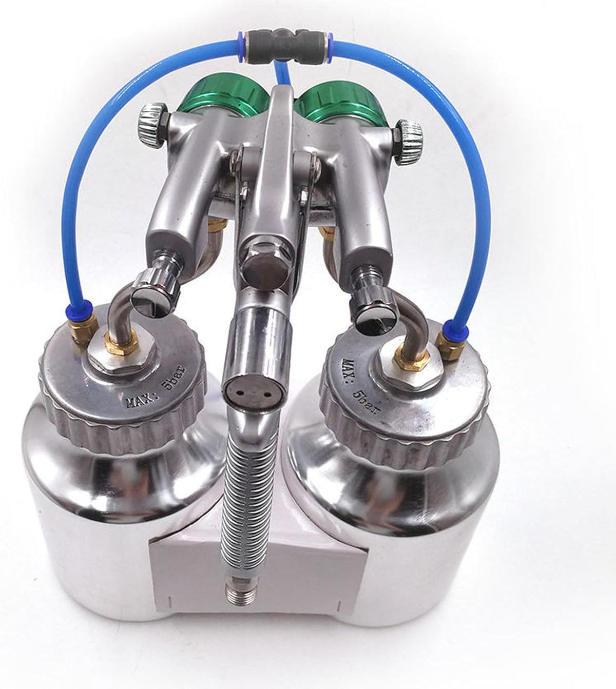 Dubbele Hoofd Drukvoedings Verfspuitpistool – Verfspuit – Spuitpistool – Pneumatisch Spuitapparaat – Schildermachine – Roestvrijstalen Onderdelen – 1,3 mm Mondstuk – Luchtverbruik 8-12 cfm