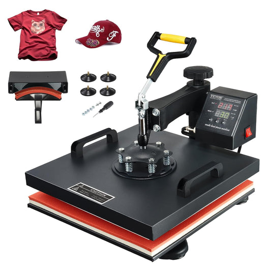 VEVOR Warmtepersmachine 2 in 1 Sublimatie Machine 1500W Warmteoverdrachtsprinter met LCD Digitaal Display en Instelbare Druk Geschikt voor T-shirts Petten Keramische Platen en Vele Andere Materialen
