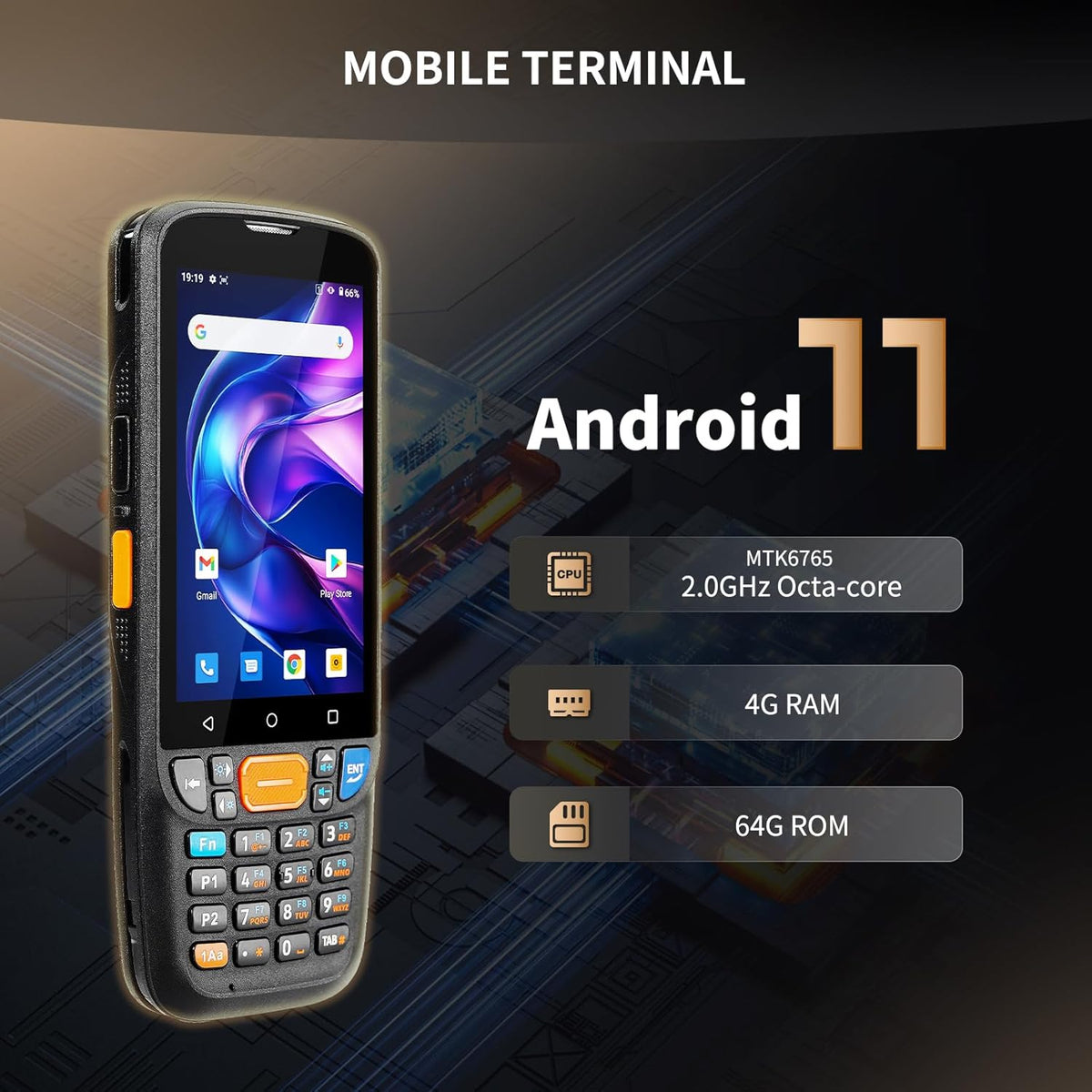 Handscanner – Barcodescanner – Barcodelezer – PDA – Mobiele Scanner – Android 11 Besturingssysteem – IP67 Waterdicht & Stofbestendig