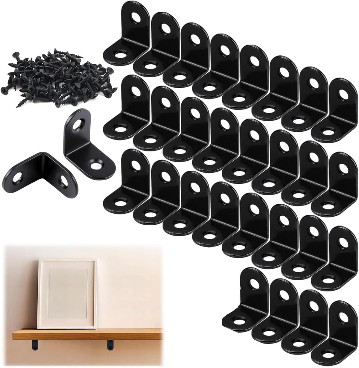 Hoekverbinders, 30 stuks, plankhouders, schroeven, roestvrij staal, hoek voor aanbouw, hoeken, meubels, tafel, stoel, boekenkast