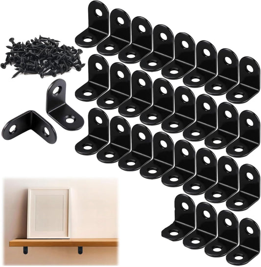 Hoekverbinders, 30 stuks, plankhouders, schroeven, roestvrij staal, hoek voor aanbouw, hoeken, meubels, tafel, stoel, boekenkast