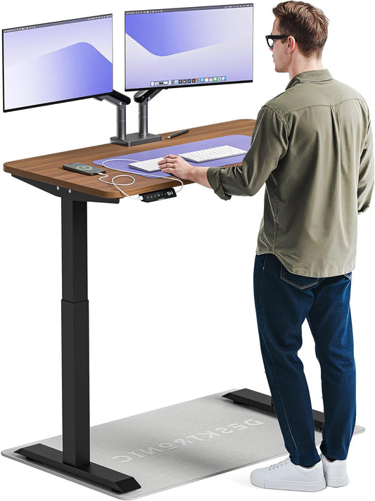 Desktronic Desk HomeOne - Height Adjustable 120 x 60 cm - Fast Twin-Motor Stand Desk - Very Stable Electric Standing Desk - One-Piece Table Top Standing Desk - Touch Screen Control - QUORE