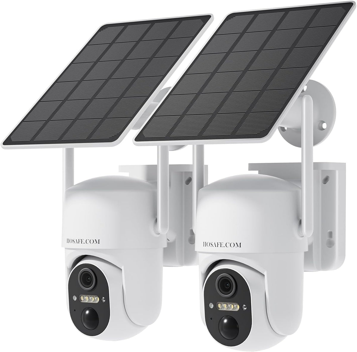 Beveiligingscamera's voor thuis draadloos buiten, draadloze wifi-buitencamera, 360-camera op zonne-energie, PTZ, PIR-sensor, 2K HD-kleurennachtzicht, 2-weg-spraak, IP66 waterdicht, 2-pack