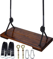 Schommelzitje - Schommels - Kinderschommel - Schommelplankje - voor Binnen Buiten - In Hoogte Verstelbaar Touw - Belastbaar tot 200kg - Dennenhout - 43 x 19.5 cm - Bruin