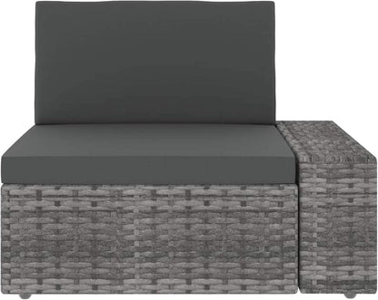 3-Piece Garden Lounge Set Garden Furniture Sets Lounge-Garden Furniture Balcony Furniture Lounge Garden Furniture Set Poly Rattan Grey - QUORE