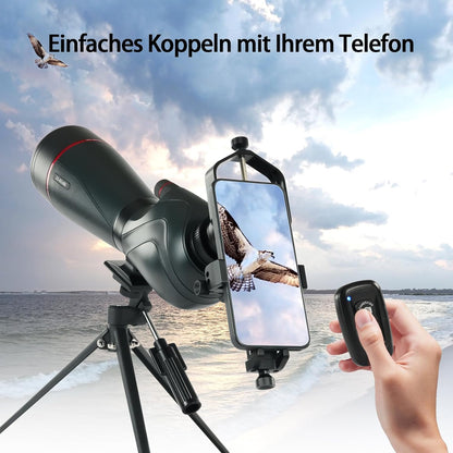 Spotting Scope – Verrekijker – Kijker – Telescopische Lens – Vogelspotter – 20-60x Zoom – 80mm FMC BAK4 Lens – Waterdicht IPX7 – Dubbele Focus – Met Statief en Telefoonadapter