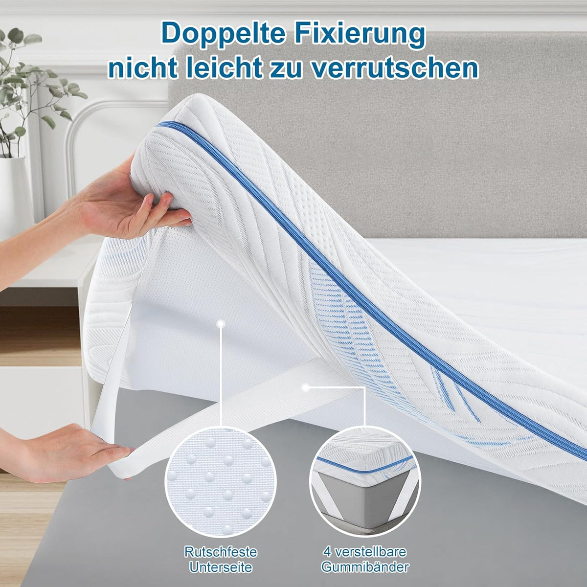 Matrastopper – Topper – Matrasversteviger – Matrasbeschermer – Matrasverbeteraar – 120x200 cm – 10 cm Gel Koudschuim – OEKO-TEX Wasbare Hoes
