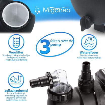 Miganeo® Speed Clean 7000 zandfilter met timer voor zwembad tot 19 m³ zelfzuigend (zwart, blauw, zilver) blauw