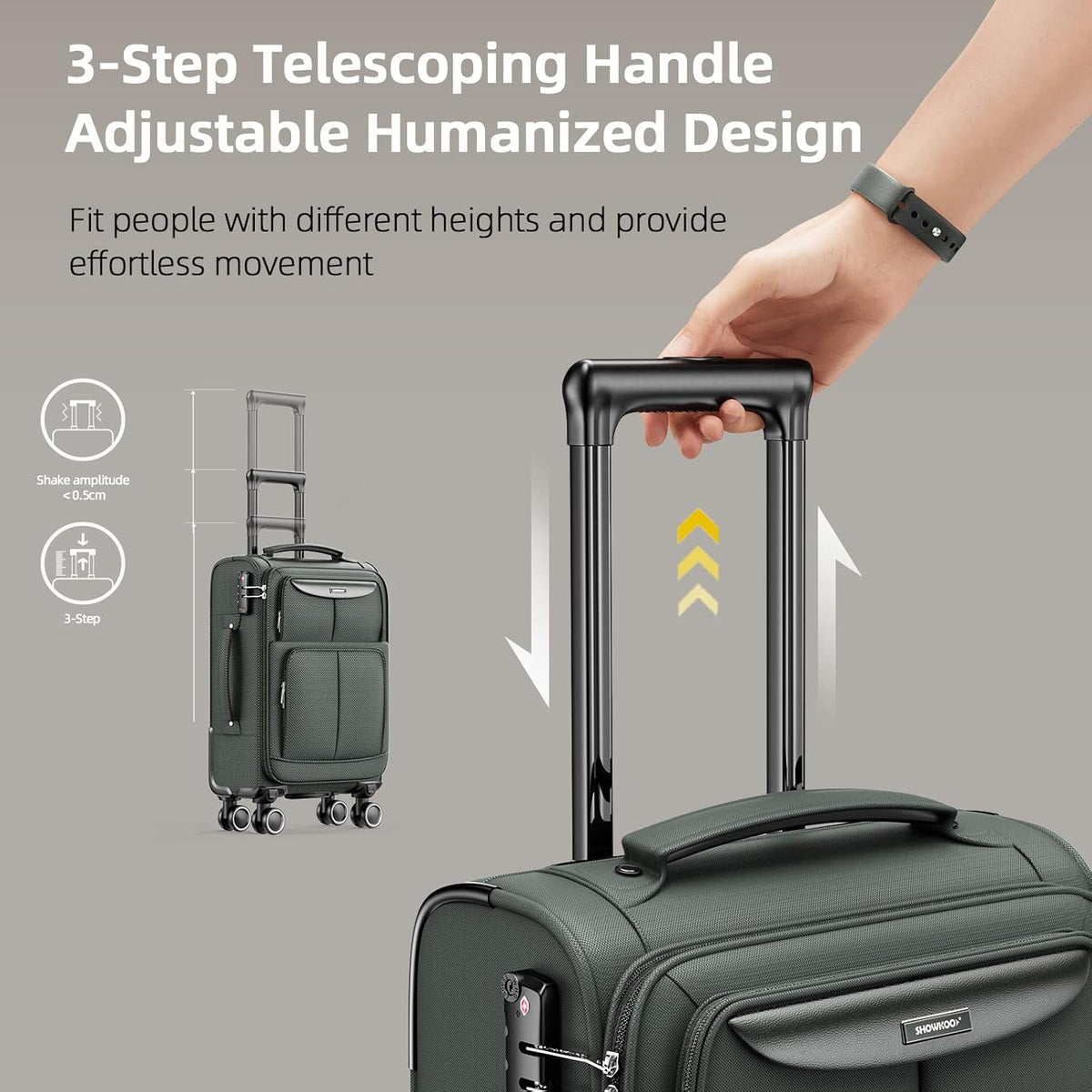 SHOWKOO Kofferset 3 Delige Stoffen Koffer Set Uitbreidbare Lichtgewicht Reiskoffers met Wieltjes Hand Bagagesets met TSA Slot en 4 Wielen