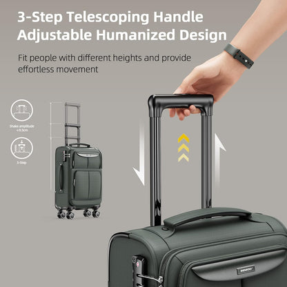 SHOWKOO Kofferset 3 Delige Stoffen Koffer Set Uitbreidbare Lichtgewicht Reiskoffers met Wieltjes Hand Bagagesets met TSA Slot en 4 Wielen