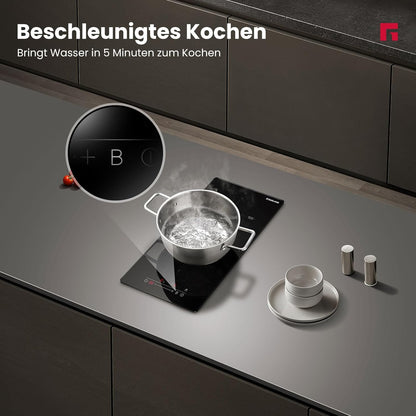Inductiekookplaat – Elektrische Kookplaat – Mobiel Fornuis – Inductievuur – Draagbare Kookplaat – 2 Kookzones 1500W & 2000W – Kinderslot en Timer – Touch Control – Zwart Kristalglas – 9 Vermogensstanden