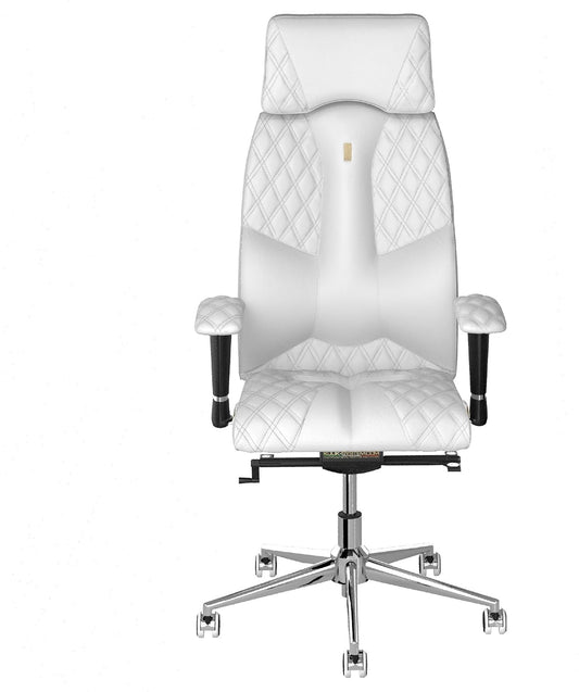 Ergonomische Bureaustoel – Bureaustoel Verstelbaar – Directiestoel – Werkstoel – Kantoorstoel – Full-Size Lendensteun – Eco-Lederen Bekleding Wit