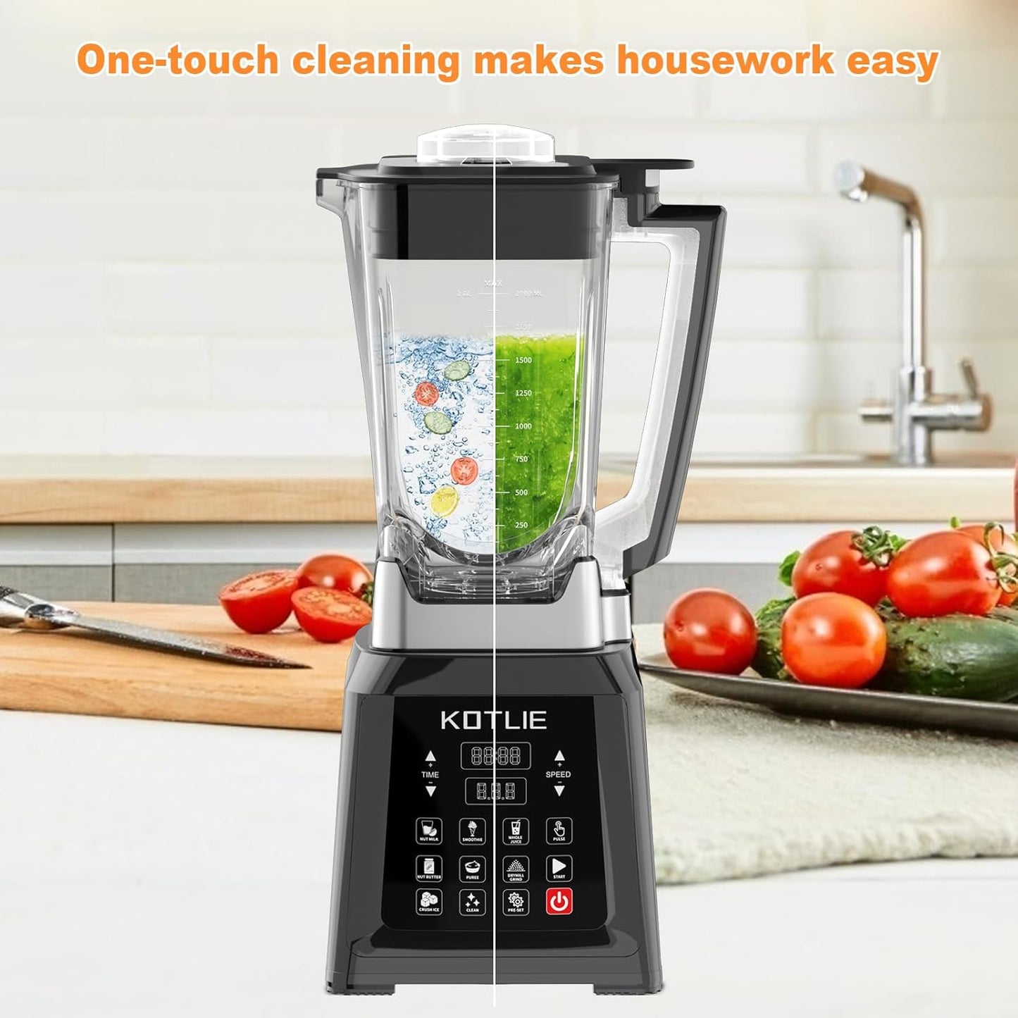 KOTLIE NY-8088EJA Huishoudelijke tafelmixer, 2L grote capaciteit, 7 voedselfuncties, met zelfreinigende functie (zonder verwarming)
