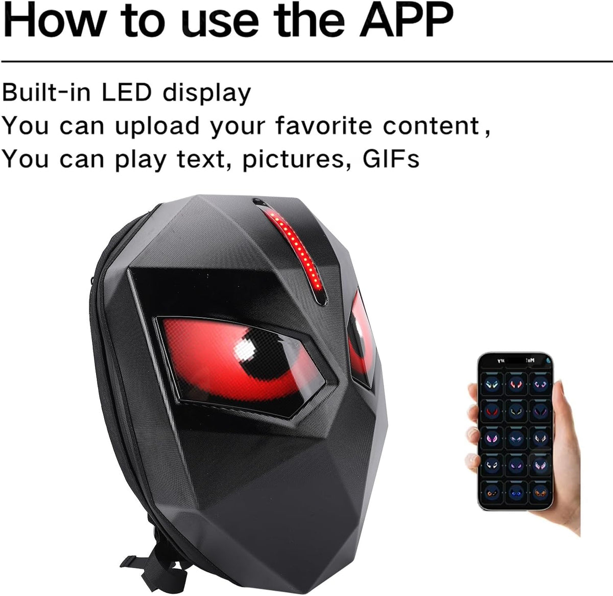 App Programmable LED Motorcycle Backpack met 60x48 -scherm en Opslag van Harde Shellhelmhelm