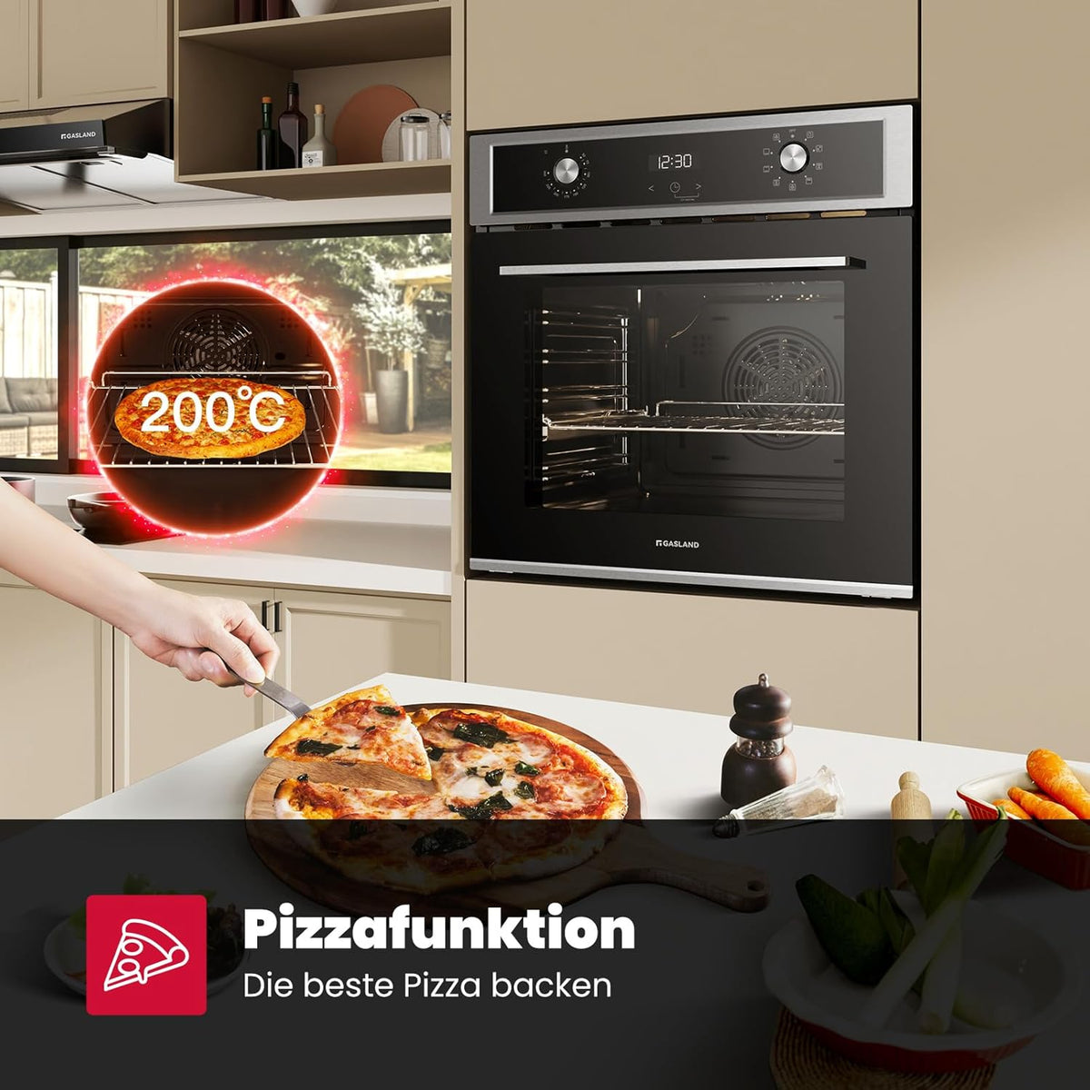 Inbouwoven – Elektrische Oven – Heteluchtoven – Ovenset – Keukenoven – 70 Liter Inhoud – Drievoudig Gehard Glas