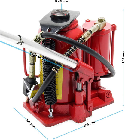 Hydraulische potkrik 20t pneumatische en handmatige bediening autokrik kruk met luchtaansluiting