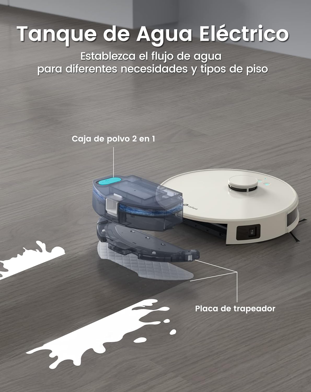 Lefant Robotstofzuiger en Dweil 2-in-1 4000Pa, Lidar Navigatie, Multi-level Cartografie, Virtuele Zones, Alexa/APP/WiFi Connectie, ideaal voor Huisdierenharen, Tapijten en Harde Vloeren, M1 Champagne