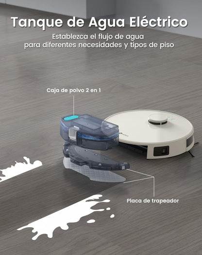 Lefant Robotstofzuiger en Dweil 2-in-1 4000Pa, Lidar Navigatie, Multi-level Cartografie, Virtuele Zones, Alexa/APP/WiFi Connectie, ideaal voor Huisdierenharen, Tapijten en Harde Vloeren, M1 Champagne