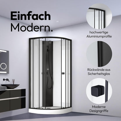 Vierkante Douchecabine – Douchecabine Met Douchebak – Glazen Douchecabine – Aluminium Douchecabine – Moderne Douche – 85x85x198 cm – 4 mm Veiligheidsglas – Comfortabele Instaphoogte