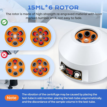 Centrifuge 6-Buis – Labcentrifuge – Laboratoriumcentrifuge – Monstercentrifuge – Monsterverwerkingscentrifuge – LED-Display – Transparant Deksel