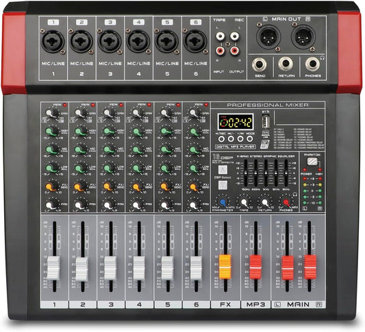Microfoon Mixer 8 Kanalen – Mengpaneel – Geluidsmixer – Audio Mixer – Mengtafel – Meer Overzicht En Controle – Geschikt Voor Presentaties, Repetities En Opnames