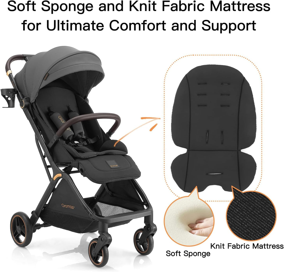 Gromast Wandelwagen van de baby A4 - Donkergrijs