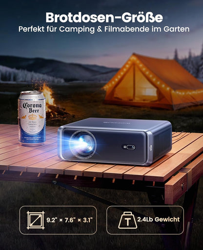 Mini-projector 4K met Netflix, officiële Dolby Audio, 900 ANSI Auto Focus / 6D, trapeziumcorrectie, wifi 6/Bluetooth, Full HD, 1080P, thuisbioscoop, buitenprojector, draagbaar, voor Android/iPhone