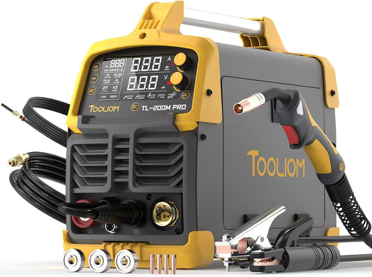 TOOLIOM 200A MIG-lasapparaat, 4-in-1 MIG/Flux-MIG/Lift-WIG/staaflasapparaat, 230 V, aluminium lasapparaat met compatibel met spoelpistool