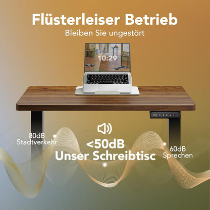 HUANUO In hoogte verstelbaar bureau 80 x 48 cm, 4 geheugenhoogteinstellingen, elektrisch bureau voor thuiskantoor en computerwerkplek, staand bureau, zwart walnoot