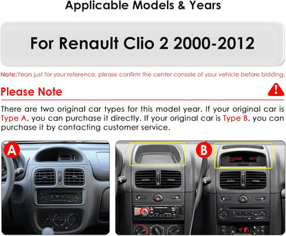 Ossuret Autoradio voor Renault Clio 2 (2000-2012), 9 Inch Android 13 Touchscreen 2+32GB GPS Navigatie met Carplay Android Auto WiFi Bluetooth Stuurwielbediening (Type A)
