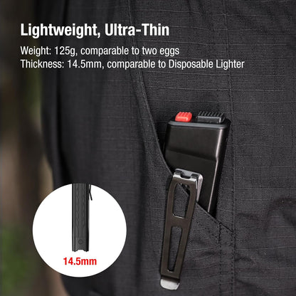 KLARUS FlatTac X1 Uitra Slim Tactical Zaklamp, 4200 Lumen, Krachtige en Compacte Zaklamp met Dubbele schakelaar, OLED-scherm, IPX6 waterdicht Perfect voor Buiten, Dienst, Noodgevallen