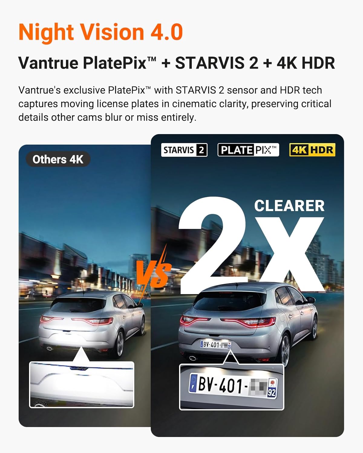 VANTRUE Starvis 2 N4 Pro S 4K dashcam voor de auto, 3-kanaals 4K + 1080P + 1440P met GPS, parkeerbewaking 24 uur, spraakbediening, IR-nachtzicht, LTE