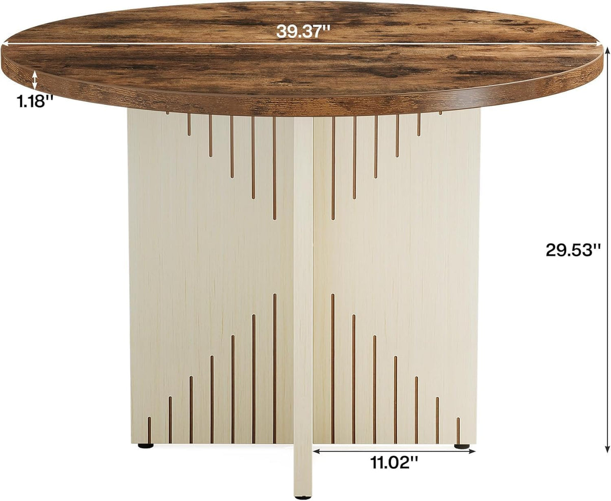Ronde Eettafel – Eetkamertafel – Tafel – Bistrotafel – Keukentafel – 100 cm Diameter – MDF Met Kruisvoet