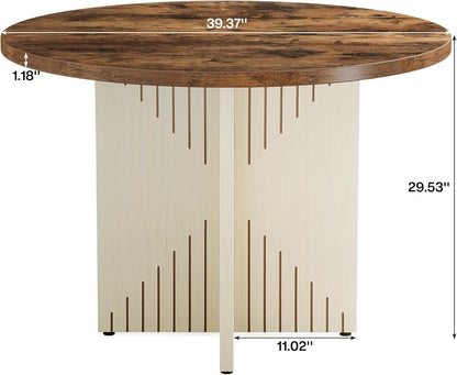Ronde Eettafel – Eetkamertafel – Tafel – Bistrotafel – Keukentafel – 100 cm Diameter – MDF Met Kruisvoet