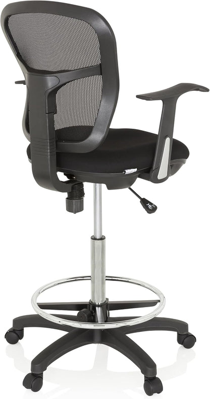 HJH OFFICE 760008 werkstoel TOP Work 108 netstof zwart ergonomische stoel met ring voetsteun