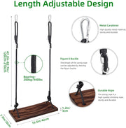 Schommelzitje - Schommels - Kinderschommel - Schommelplankje - voor Binnen Buiten - In Hoogte Verstelbaar Touw - Belastbaar tot 200kg - Hout - 42 x 20 x 210 cm - Bruin