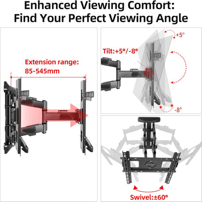DY3770 TV-muurbeugel, zwenkbare televisie 37-70 inch, 90° verstelbare beugel, zwenkbaar, kantelbaar, voor tv-schermen en monitoren tot 37,5 kg, MAX VESA 400 x 400 mm
