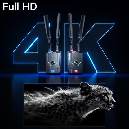 Draadloze HDMI-zender en ontvanger 4K @30Hz, 500FT bereik Ultra HD draadloze transmissie kit voor DSLR, laptop, Netflix, YouTube naar TV/projector, draadloze HDMI met nul latentie