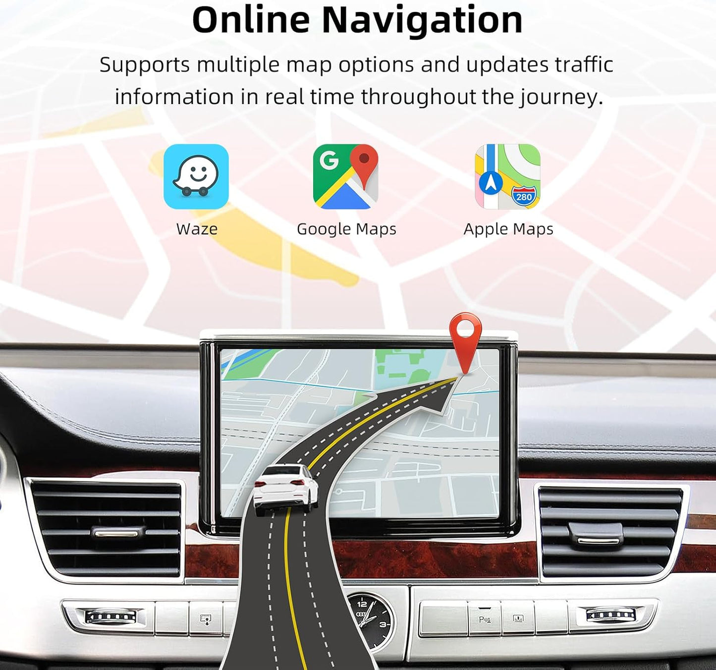 CarPlay Module – Draadloze CarPlay Dongle – Android Auto Adapter – MirrorLink Interface – Auto Multimediasysteem – Plug & Play Installatie – Stuurwielbediening – Compatibel met Audi A8 2010-2017 6,5"/7" MMI 3G Scherm